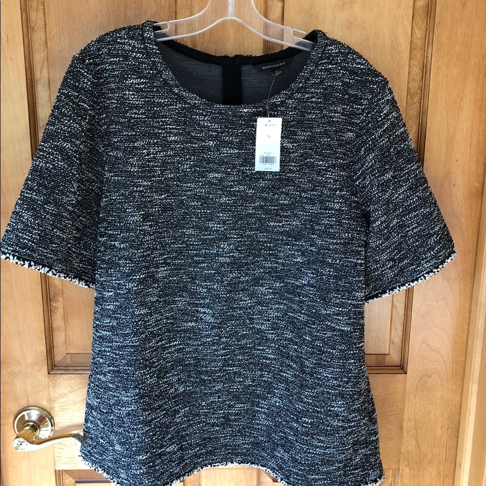 NWT Banana Republic black & white tweed top XL
